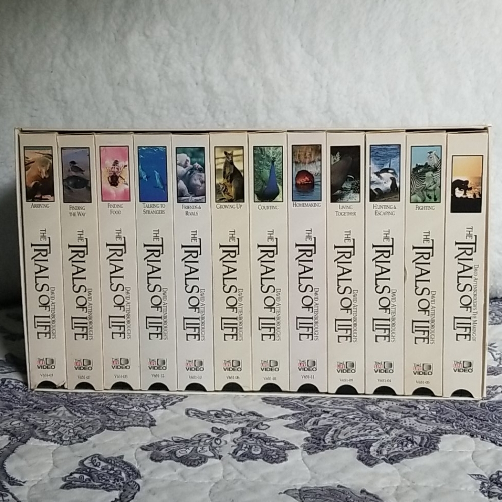 Vintage 1991 David Attenborough's "The Trials of Life" Time Life 12 VHS Box Set